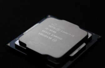 Close-up of a computer processor chip