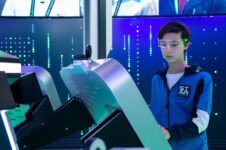 Smart glasses at an interactive technology display