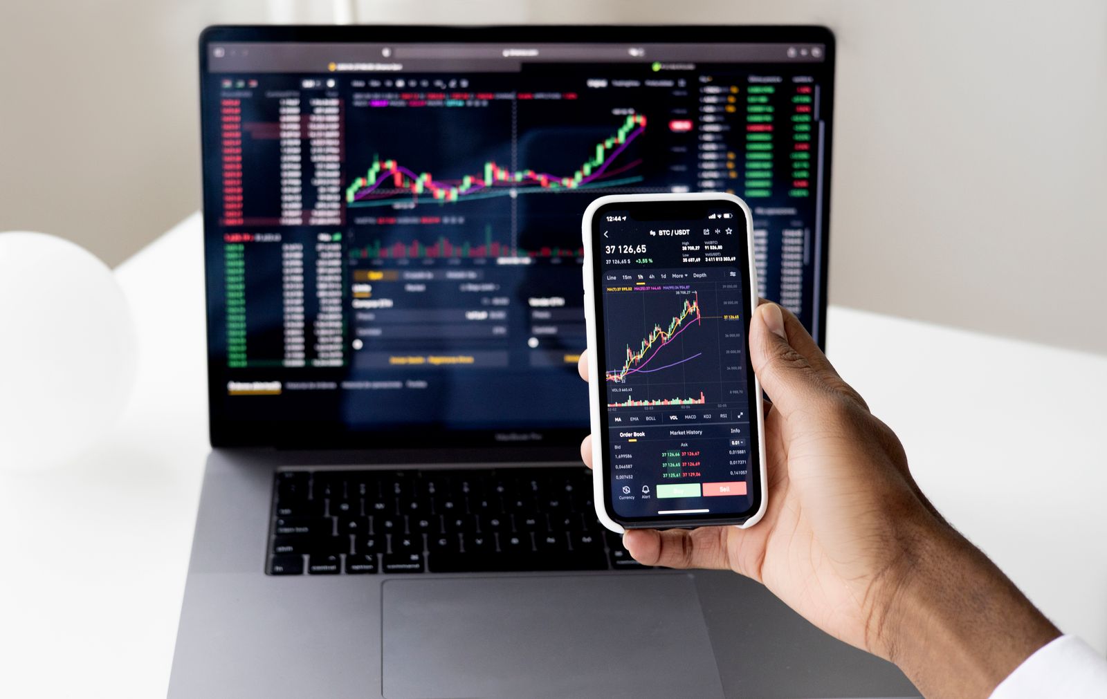 Multiple financial charts on a computer screen
