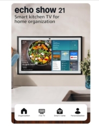 Amazon Echo Show 21 (newest model), Full HD 21″ kitchen hub for home organization, with built-in Fire TV, Designed for Alexa+
